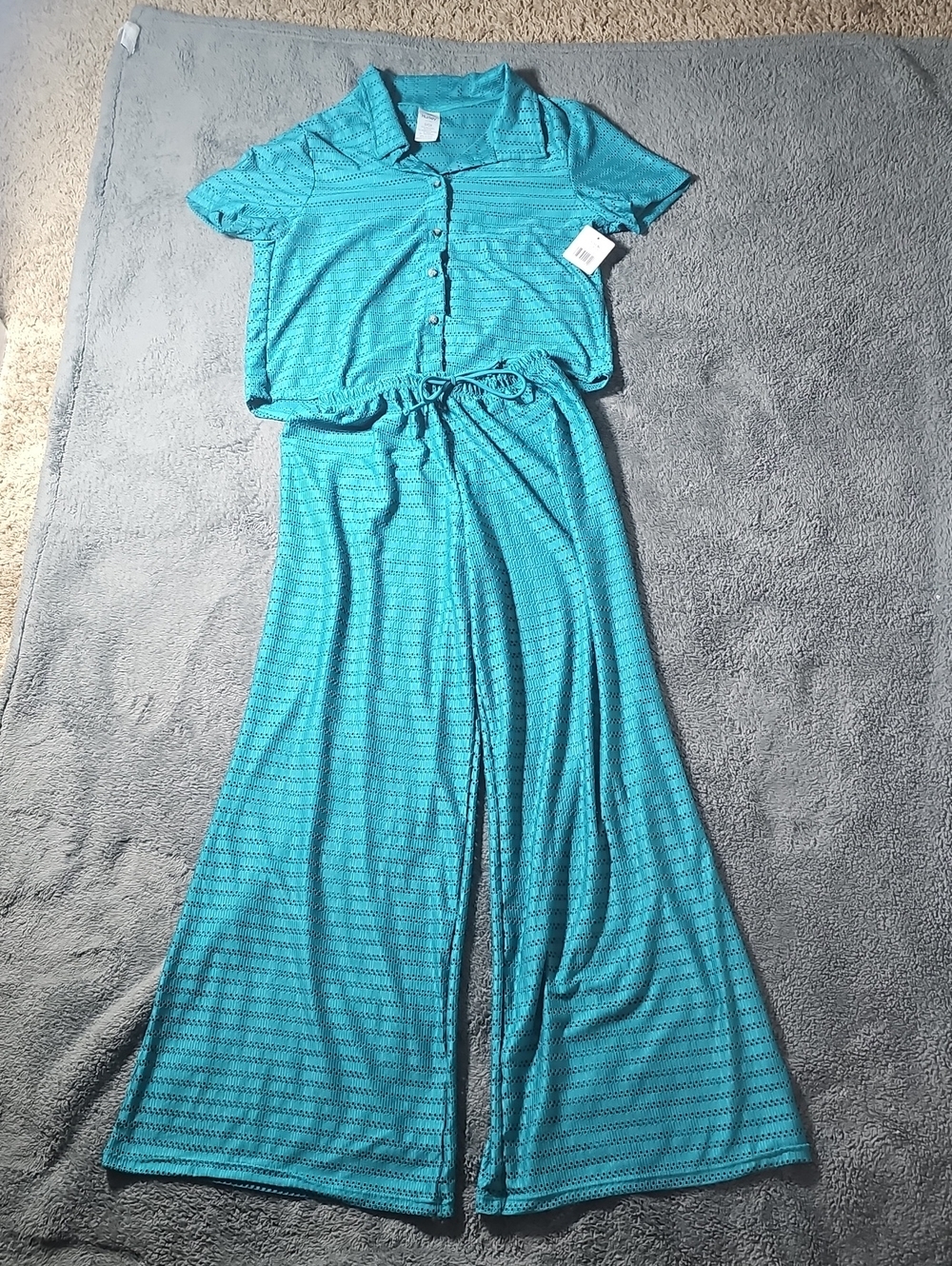 Hurley Teal Green Mesh Knit Two-Piece Swim Cover-Up Set Size S